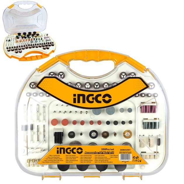 Accessoires pour meuleuse droite 250 pcs ingco