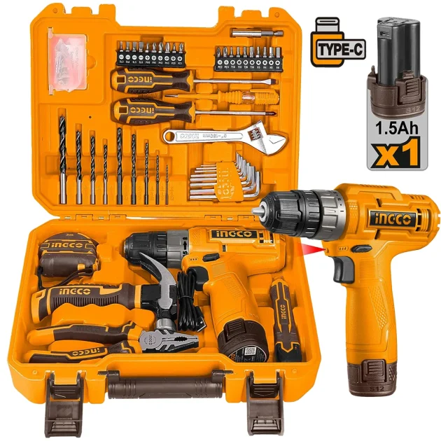 Caisse a outils 89pcs visseuse 12v ingco