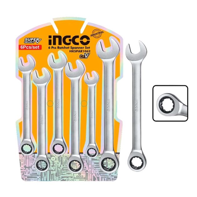 Cles a cliquet mixtes ingco 6pcs 8-17mm