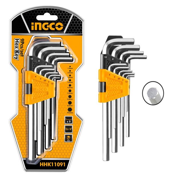 Cles hexagonales ingco 9pcs 1.5-10mm