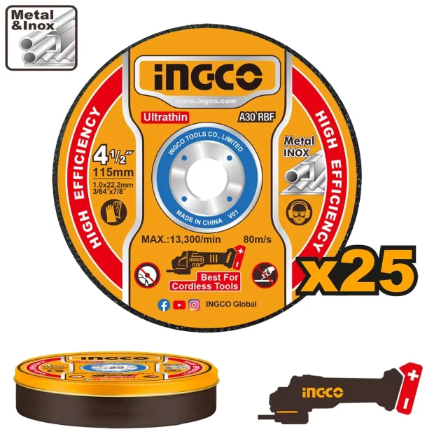 Disques pour meule ingco 25 pcs 115mm