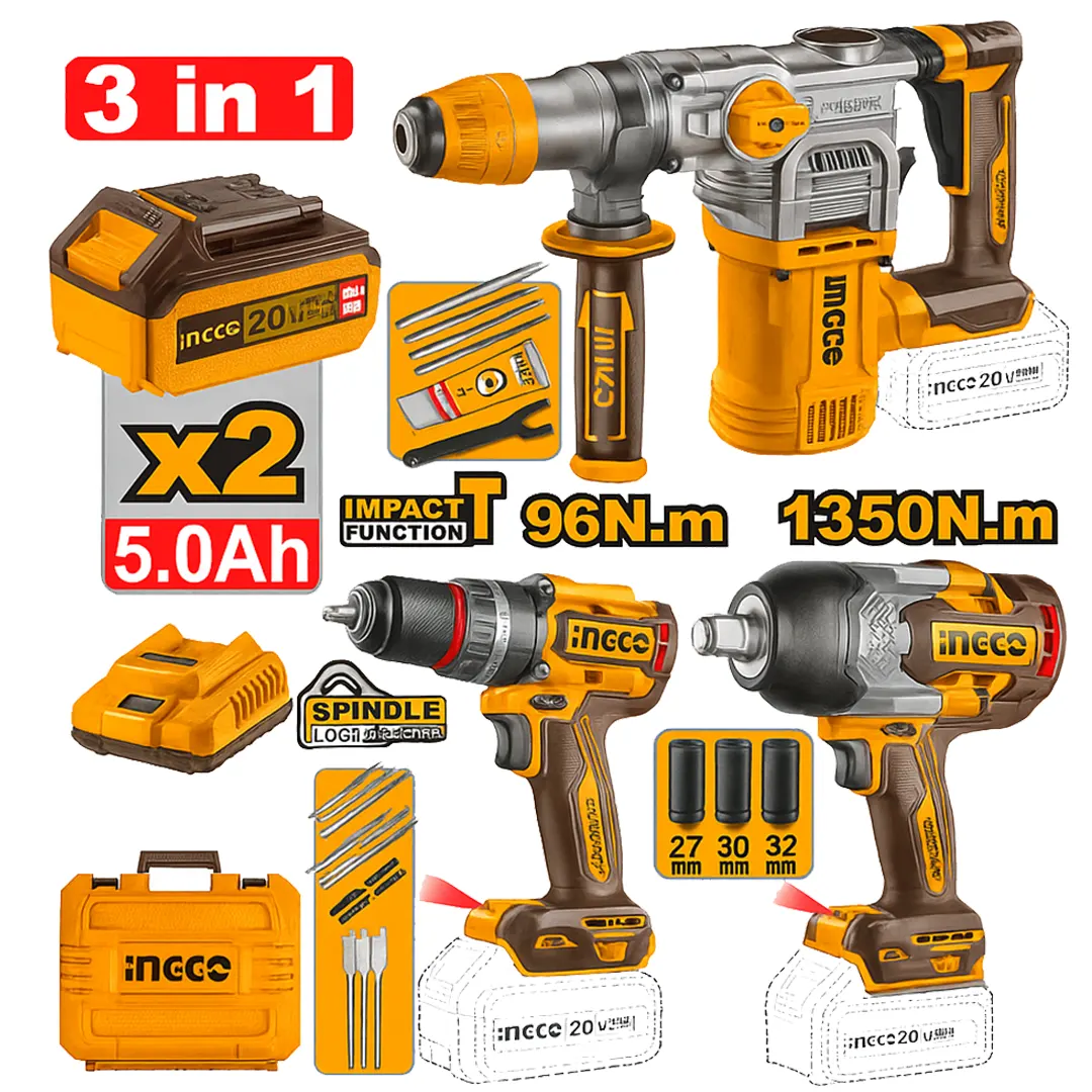 Pack visseuse cle a choc et marteau ingco