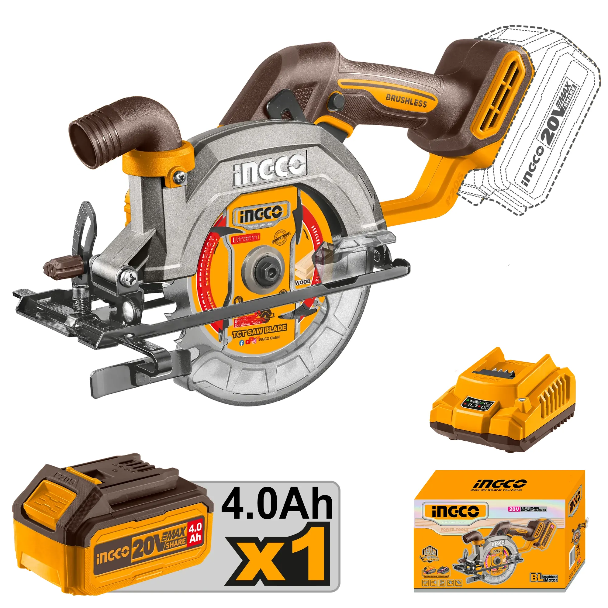 Scie circulaire ingco 20v 4ah