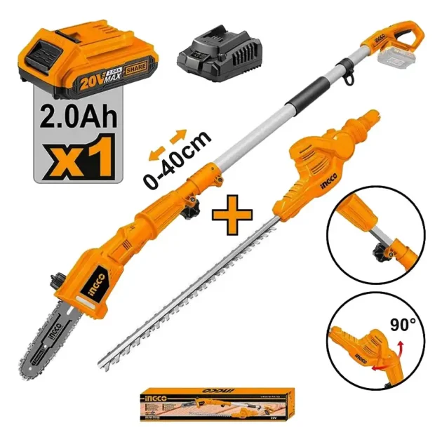 Taille haie et tronconneuse 20v ingco