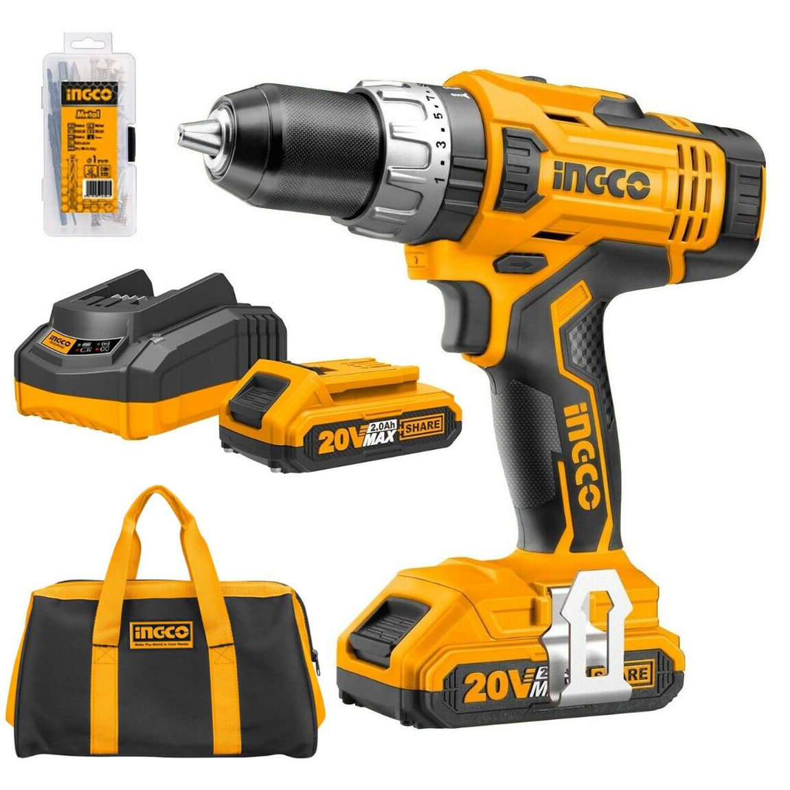 Visseuse perceuse ingco 20v ma en sac